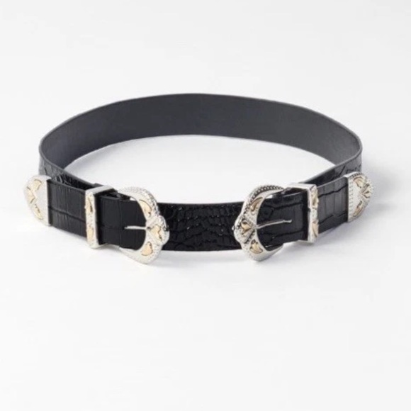 Maje Accessories - NEW! Maje Black Western Double Buckle Belt  Size 2 (Medium)
